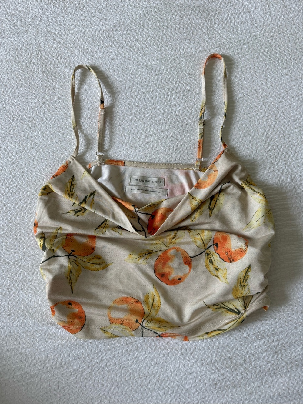Urban Outfitters Cream Cowl Cami with Orange Fruit Print